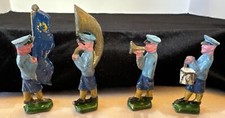4 PIECE MARCHING MILITARY BAND CAST LEAD FIGURES 2" TO 2.5" TALL