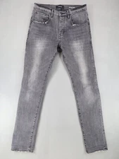 Purple Brand Jeans Men's 30x32 Slim Mid Rise Slim Leg P005 Button-Fly Denim Gray