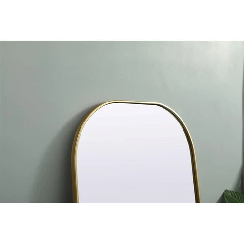 Elegant Decor Blaire 28x66" Arch Modern Wood/Iron Full Length Mirror in Brass - Picture 5 of 8