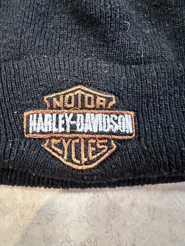 Harley Davidson Cuffed Beanie Hat Black - Picture 2 of 3