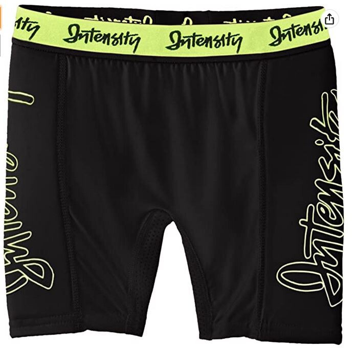 Intensity Girls 5in Stolen Base Low Rise Slider Shorts, Black Optic Yellow, YSM