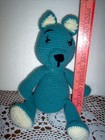 New Crochet  aqua and white teddy bear, 14".   cuddly    a — photo 5
