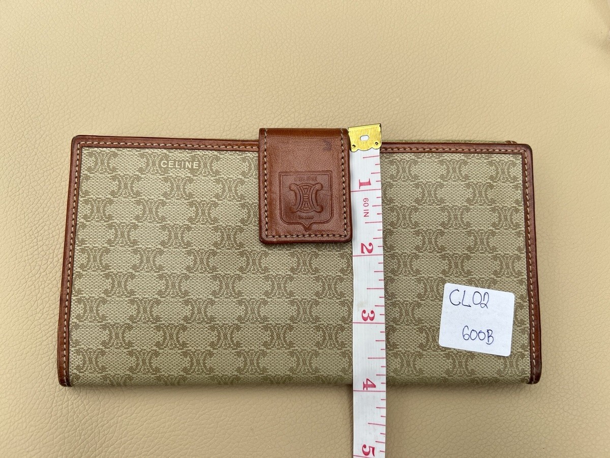 CELINE Macadam Used Long Wallet Beige- Brown PVC Leather Italy