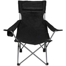 Klappstuhl De Lux mit R&uuml;ckenlehne Armlehne Freizeit Outdoor Camping Stuhl BLACK