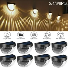 2/4/8Pcs Solar 6-LED Wall Light Garden Fence Yard Decor Street Lamp Waterproof