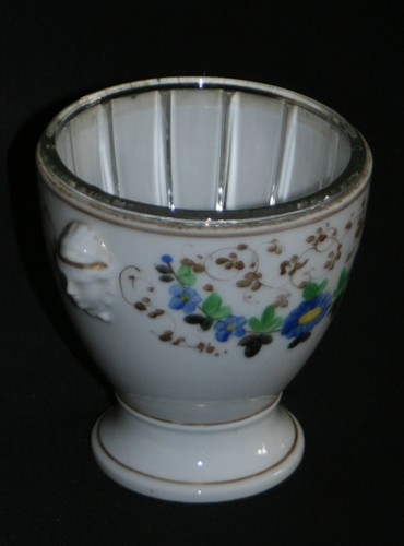 ancien confiturier en porcelaine de vieux Paris peinte et cristal fin XIX ème - Picture 3 of 8