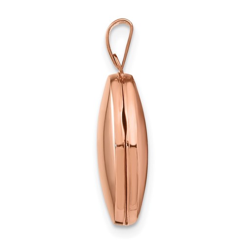 14k Rose Gold Polished 17mm Plain Oval Locket Pendant Perfect Gift for Her - Picture 2 of 6