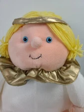 1993 Stuffins Plush Angel White with Gold Ruffle Collar and Halo Wings 13" READ