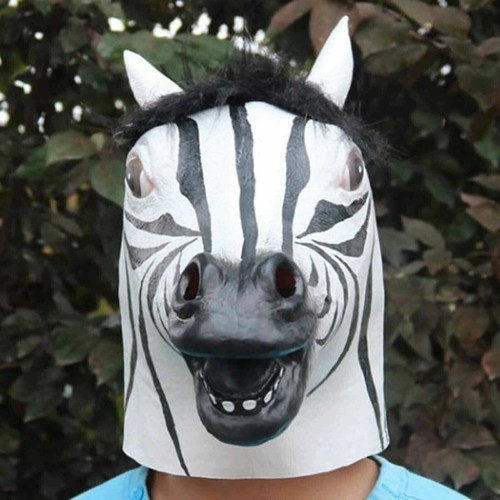 Funny Zebra Latex Head Mask Cosplay Theater Costume Animal Halloween Party U2 - Picture 2 of 10