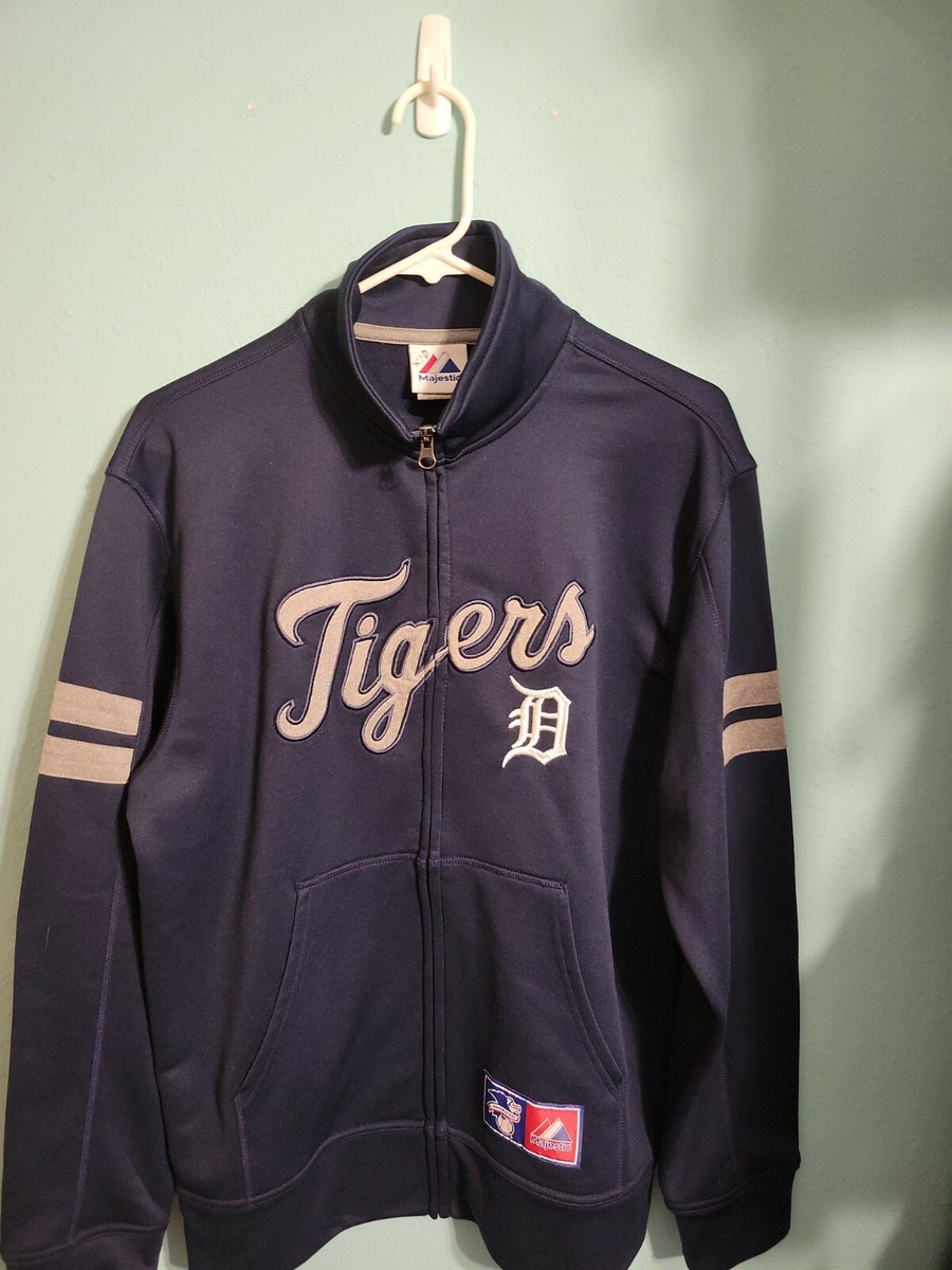Majestics Detroit MLBジャケット Detroit Tigers Majestic MLB Baseball Full Zip Blue Jacket Size