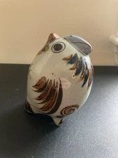 El Palomar Tonala Parrot Blue Bird Flowers Figurine Mexico Ken Edwards 5.5"