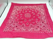 Vintage Hav A Hank Bandana Scarf Hot Pink Raspberry 100 % Cotton Made In USA