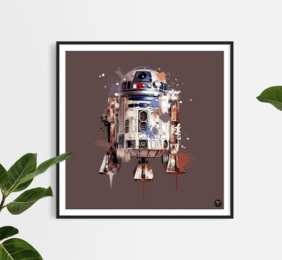 R2D2 Druck - Star Wars Pop Art Wandbild Poster Geschenk Deko Geschenke Science Fi R2-D2