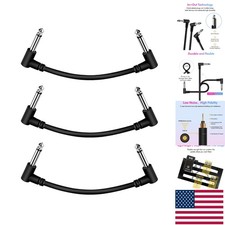 3 Pack 6 Inch Tangle-Free Guitar Patch Cables with Right Angle Connectors
