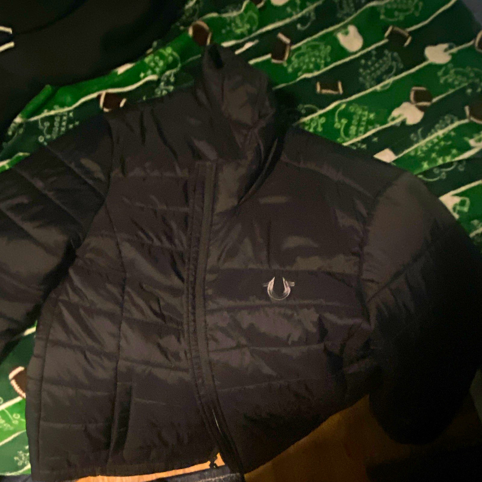 True Religion Men’s Black Insulated Puffer Jacket Full Zip Stand-Up Collar M