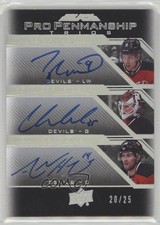 2016-17 UD Black Pro Penmanship Trios 20/25 Taylor Hall Cory Schneider Auto 3l1