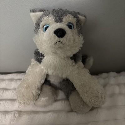 Aurora Husky Dog Wolf Gray White Plush Blue Eyes 12  Floppy Stuffed Animal Toy