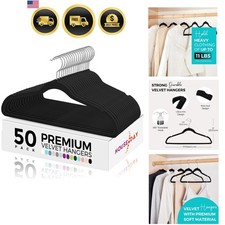 Velvet Hangers 50 Pack Non Slip Closet Space Saver Durable Clothes Hangers