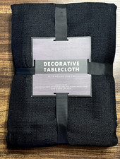 Black cloth polyester decorative tablecloth 70 in round 178cm