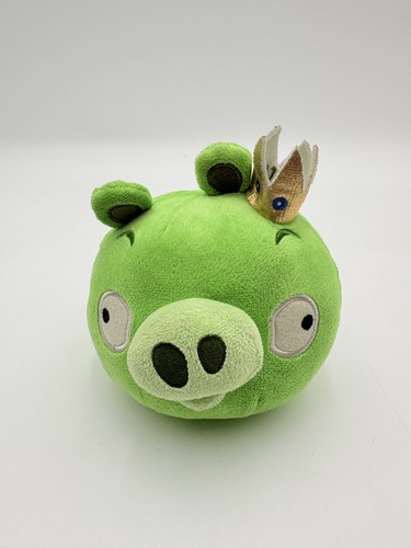 Angry Birds Green Pig King Plush Crown Rovio Commonwealth No Sound Leonard 5"