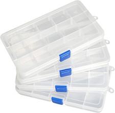 15 Girds Bead Organizer with Adjustable Dividers 4 Pack , Earring Organizer Box