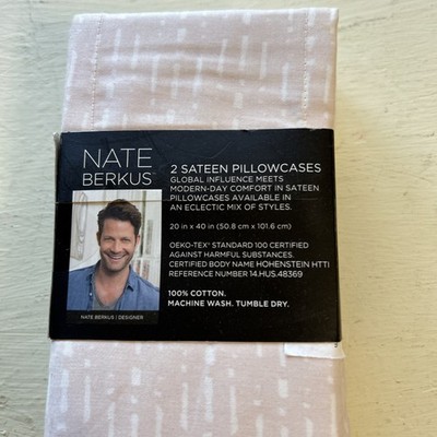 Nate Berkus King Sateen Pillowcases   Set of 2   Soft Blush Pink