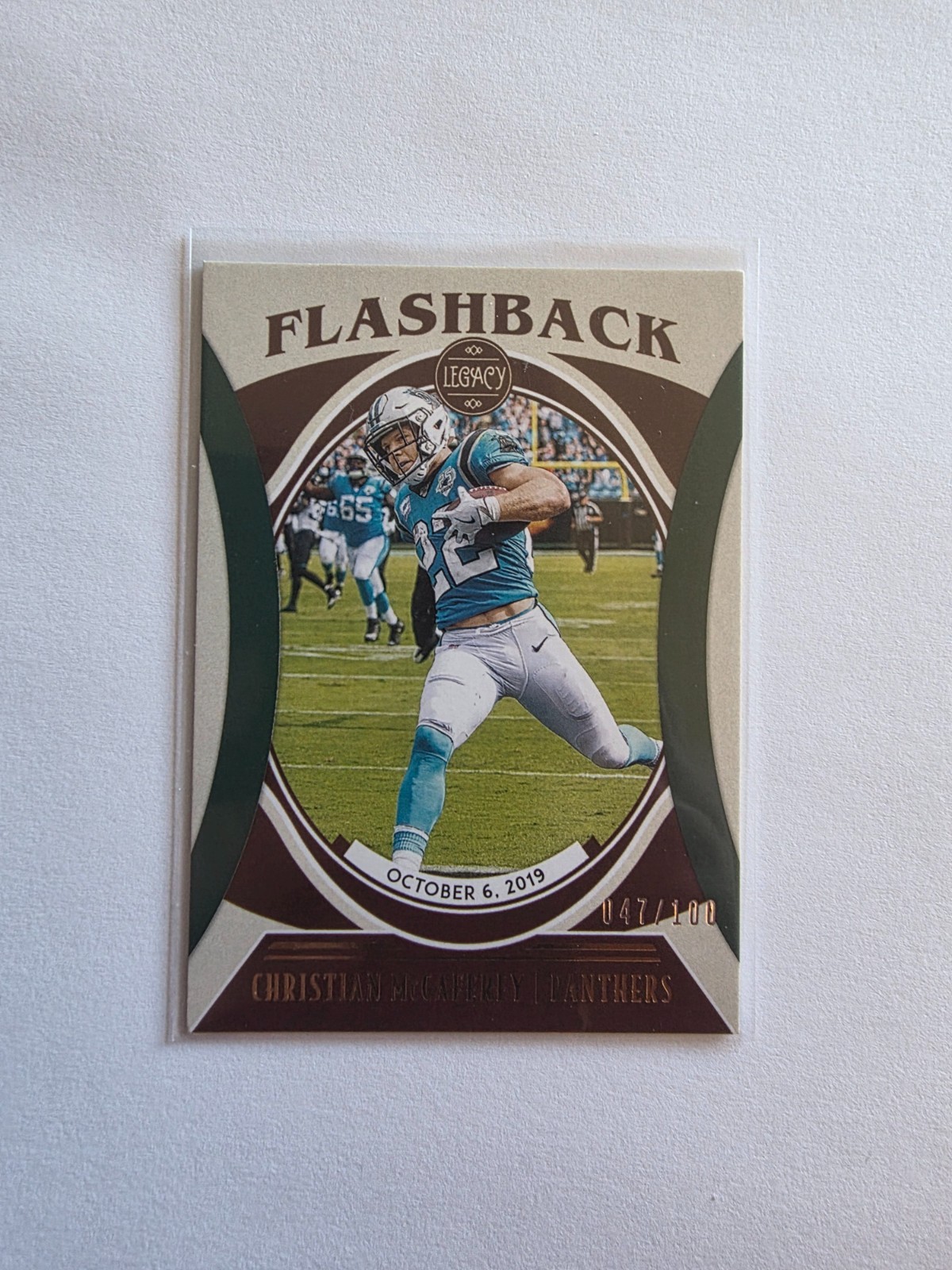 2021 Panini Legacy Flashback #FB-30 Christian McCaffrey Green /100  49ers Panthe