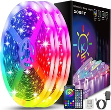 100Ft Led Strip Lights (2 Rolls of 50Ft) Bluetooth Smart App Control Music Sync