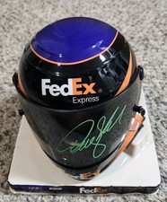 Denny Hamlin Signed Autographed 1:3 FedEx Racing Mini Helmet
