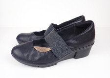 Zapato Clarks Para Mujer 9 Tacón de Cuña Pola River Mary Jane Cuero Negro Sin Cordones