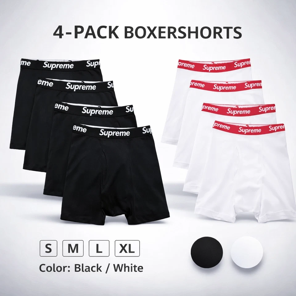 Pack de 4 calzoncillos boxer Supreme - blanco y negro | S, M, L, XL | Nuevo... - Imagen 1 de 4