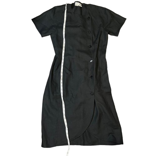 Max Mara Vintage black Linen Button up dress with curved accents size 10 - Bild 5 von 10