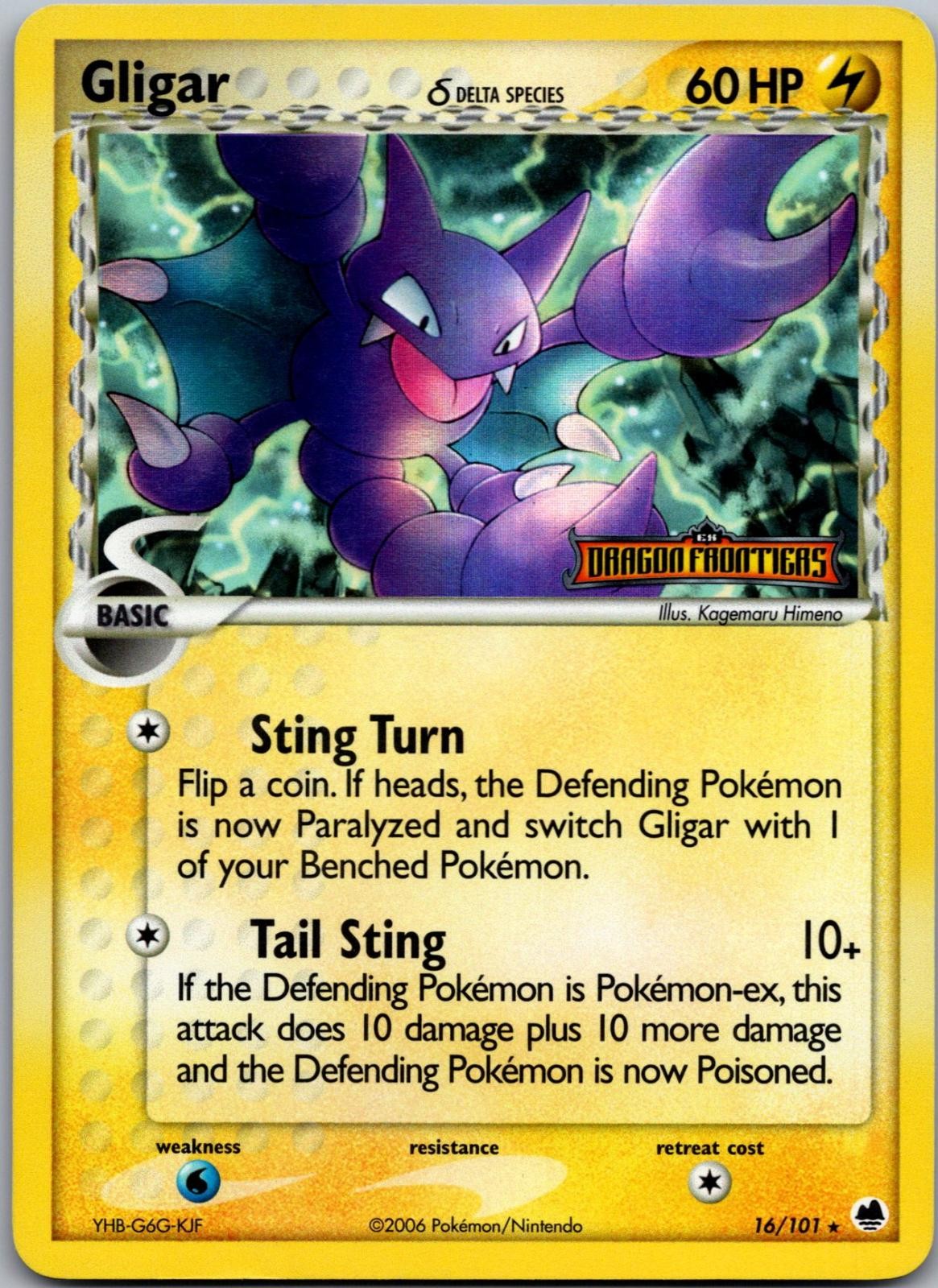 Gligar 16/101 Rare Dragon Frontiers Stamped Pokemon Lightly Played