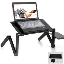 Adjustable Foldable 360  Rotating Laptop Stand/Riser w/ Mouse Pad, Black