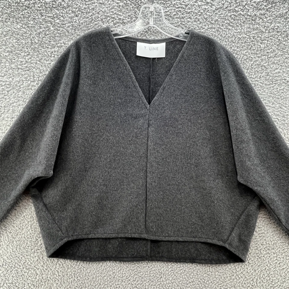 Suéter T Line Para Mujer Grande Gris Mezcla de Lana Relax Arte Minimalista Canadá Pullover Foto 2 de 4