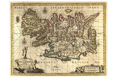 Iceland Decorative Antique Style Map Cool Wall Decor Art Print Poster 18x12