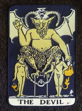 THE DEVIL Tarot Card  XV  Baphomet Embroidered Iron On Back Patch