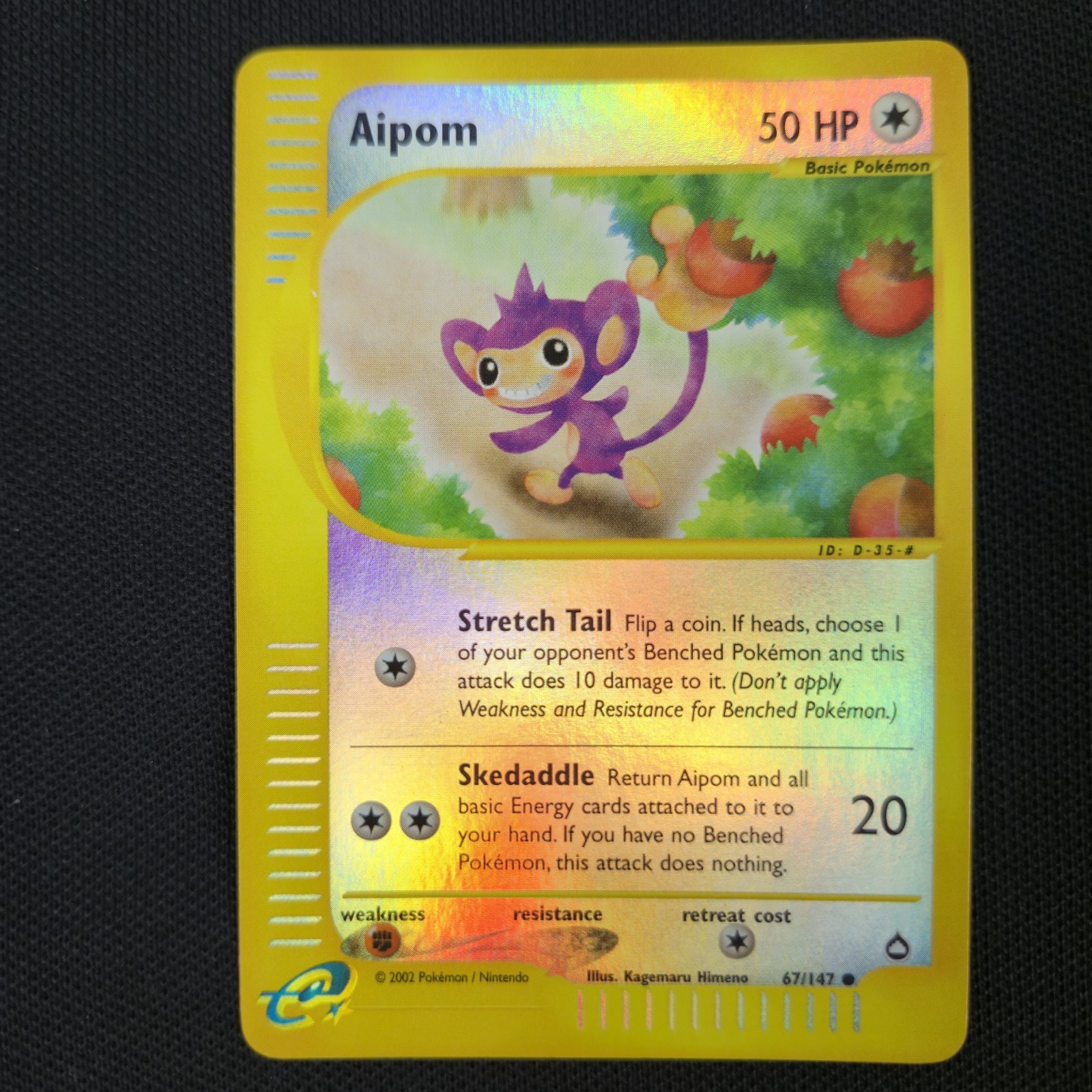 Aipom 67/147 Aquapolis Reverse Holo Common Nintendo Pokemon Card