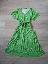 Studio Green Floral Stretch Flared Midi Dress Tie Belt Casual Smart Boho UK12/14