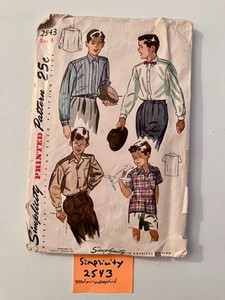 Simplicity 2543 Vintage Boys Shirt Sz 8 Missing Minor Piece Used