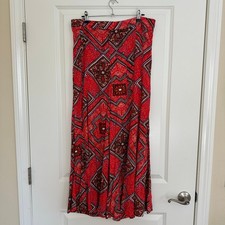 Anthropologie Bohemian Flowy Red Geometric Wide Leg Palazzo Pants Size US 8