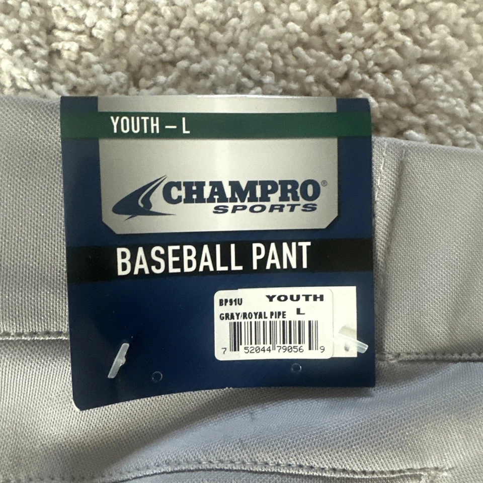 Pantalones de béisbol Champro Value juveniles grandes grises nuevos con etiquetas B2 Foto 2 de 4