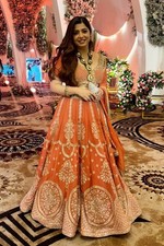 New Launch Faux Georgette Orange Lehenga Choli With Dupatta For Wedding Wear
