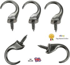 6pcs Metal Screw-In Ceiling Cup Hooks 48mm Black Hanging Hooks ✅