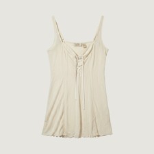 Victoria's Secret Chemise Women Large Cream Lace Up Vintage 90s Y2K