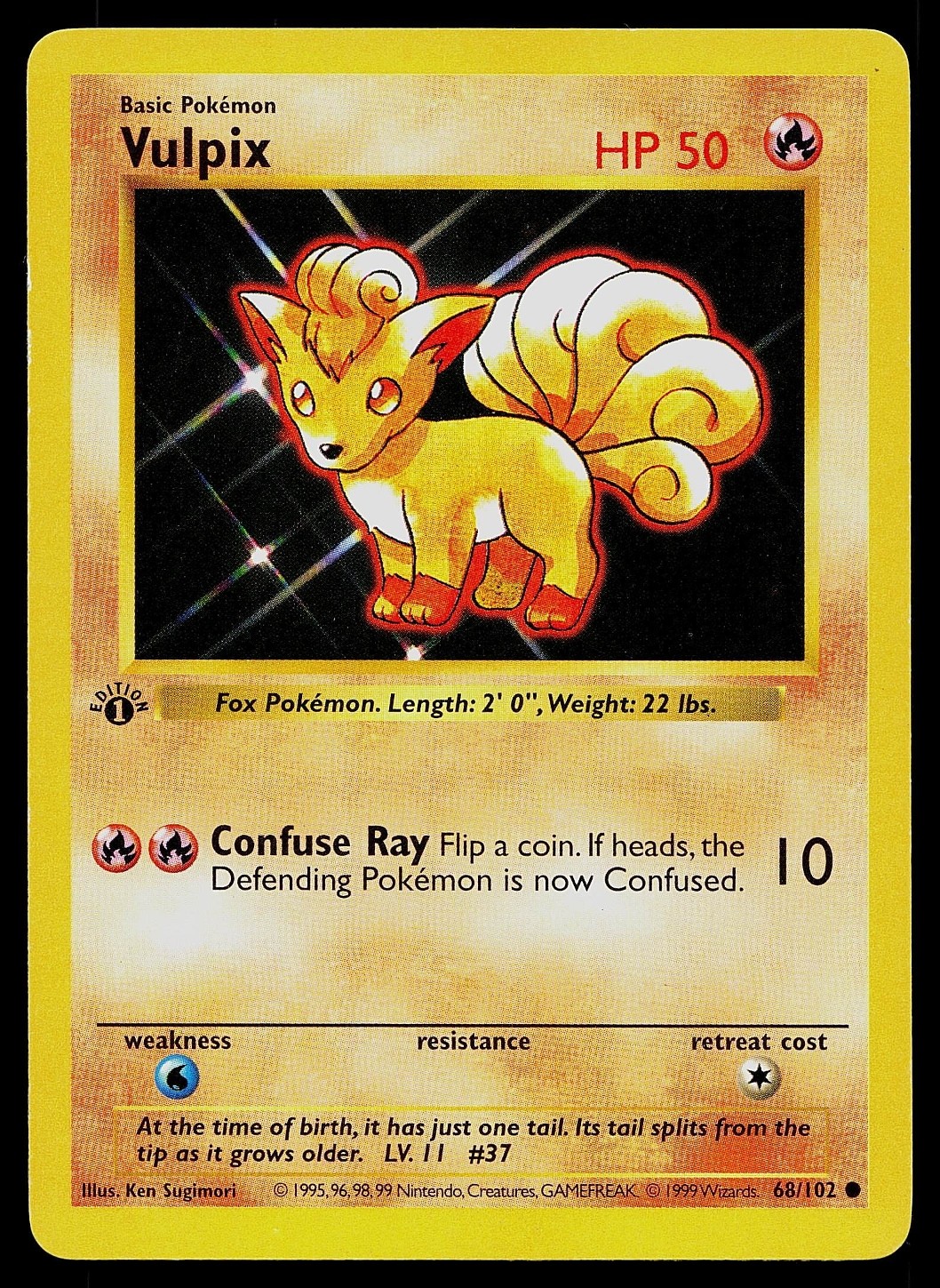 Pokemon Card - Vulpix 1st Edition Base Set (Shadowless) 68/102 Common