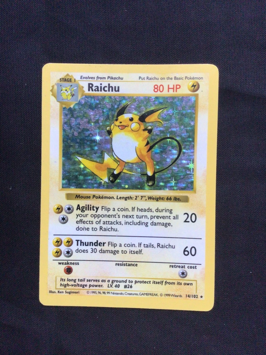 Raichu Pokémon TCG Shadowless Individual Collectible Card Game