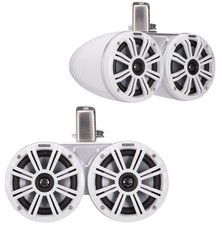Kicker 45KMTDC65W Marine Audio Boat Dual 6 1/2" Tower Pod Speaker Pair - White