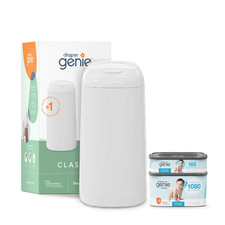 Diaper Genie Classic Diaper Pail Gift Set Push-N-Lock Odor Control Includes