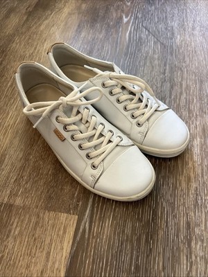 ECCO SOFT 7 WHITE LEATHER LACED SNEAKERS WALKING COMFORT SHOES US WOMENS SZ 8 W